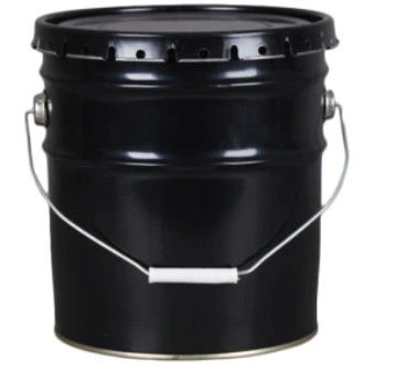 10L Black Metal Bucket With Lid Open Head Paint Bucket With Crimping Lid (Chất kim loại đen 10L với nắp mở)