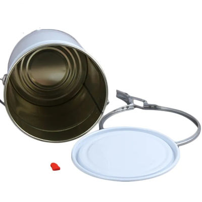 5 gallon bồn sơn kim loại trắng với nắp vòng khóa đòn bẩy