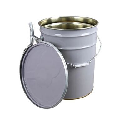 5 gallon bồn sơn kim loại trắng với nắp vòng khóa đòn bẩy
