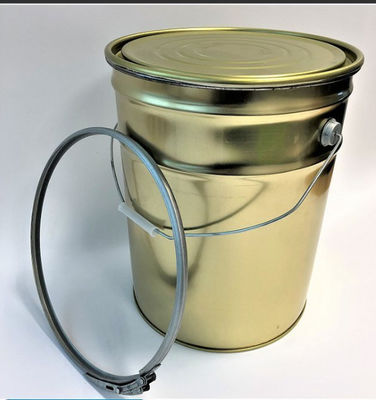 Vỏ sơn kim loại vàng 5 gallon với nắp vòng khóa đòn bẩy cho sơn nước