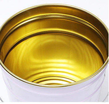 5 gallon màu trắng ván kim loại sơn xô với lớp phủ vàng