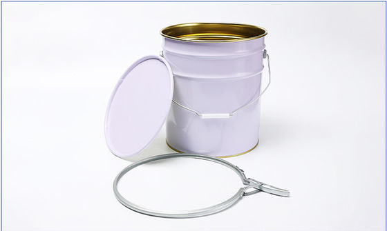 5 gallon màu trắng ván kim loại sơn xô với lớp phủ vàng