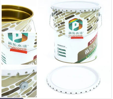 4 gallon tùy chỉnh in mở đầu thép thùng với nắp cạnh cuộn